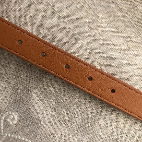 Tory Burch Gold + Camel Leather Belt - Picture 2 of 11